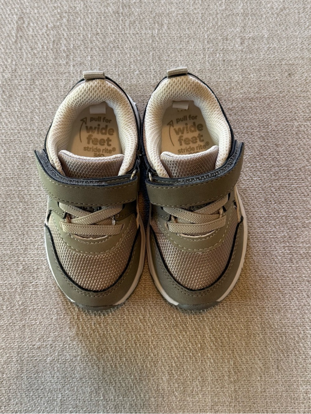NWOT Stride Rite 360 Ace 2.0 Toddler Sneakers Gray Tan Khaki Size 6M Hook & Loop - Picture 6 of 8